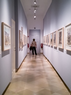 The narrow hallway at the Academy Gallery´s temporary space for copperplate prints